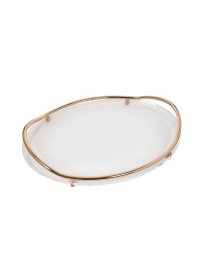 Transparent oval tray with golden hands