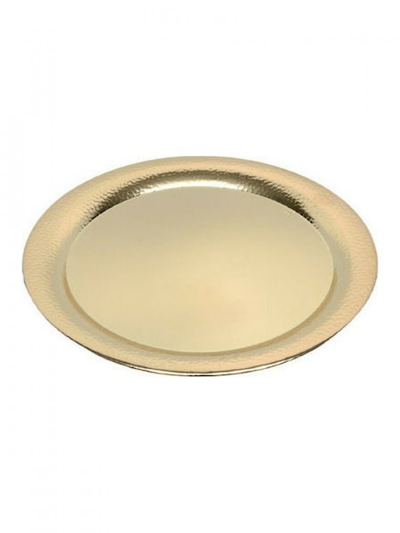 Gold-plated hammered tray 34 cm