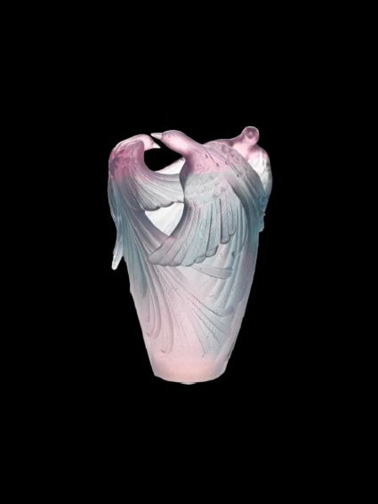 Vase Vert-Rose Oiseaux de Paradis 